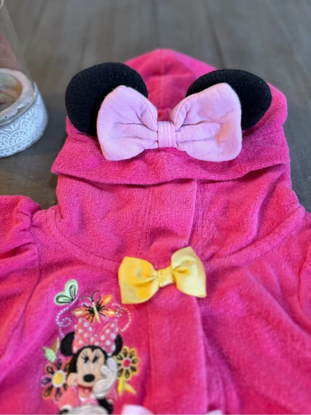 Disney Minnie Mouse Pink Hooded Tiered Swim Towel with Bows